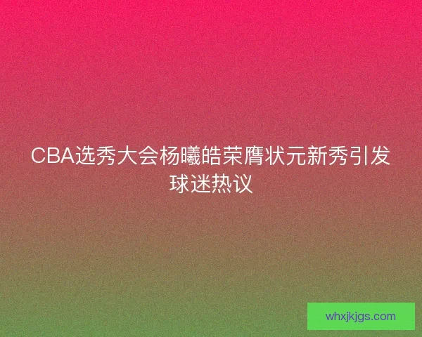 CBA选秀大会杨曦皓荣膺状元新秀引发球迷热议