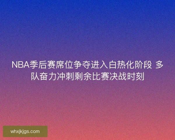 NBA季后赛席位争夺进入白热化阶段 多队奋力冲刺剩余比赛决战时刻