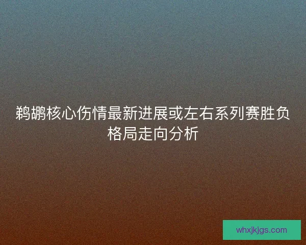 鹈鹕核心伤情最新进展或左右系列赛胜负格局走向分析 鹈鹕核心伤情最新进展或左右系列赛胜负格局走向分析